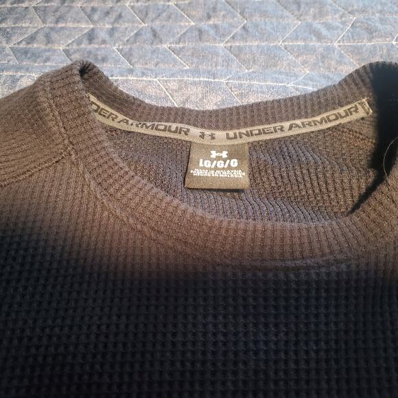 Under Armour Size L Men's Expanse Waffle Long Sleeve Crew Black/Gray - Picture 7 of 9